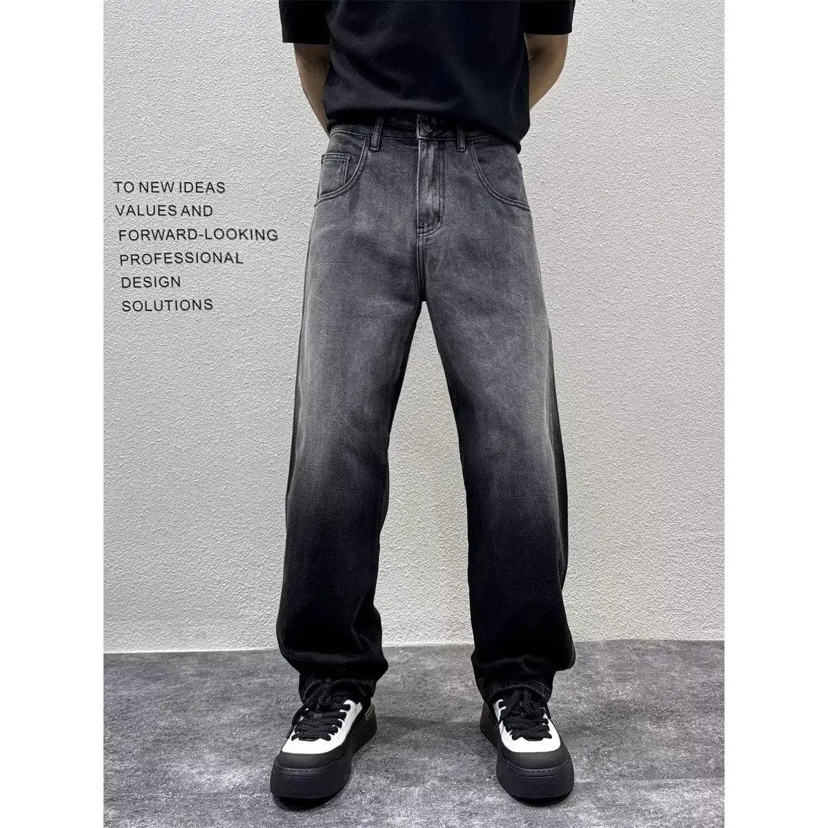 Мужские джинсы свободного прямого кроя в стиле High Street, винтажные, черные, длинные брюки, утягивающие, больших размеров, с широкими штанинами
Мужские джинсы свободного прямого кроя в стиле High Street, винтажные, черные, длинные брюки, утягивающие, больших размеров, с широкими штанинами