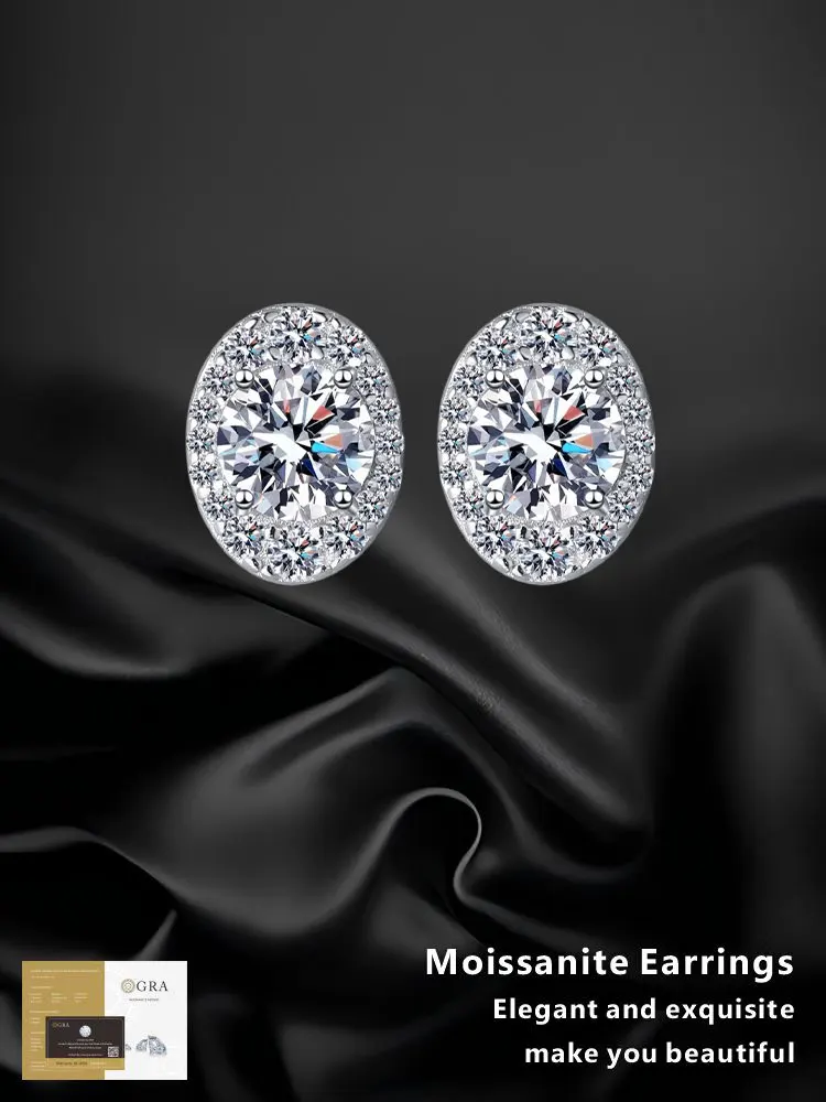 Moissanite 925 Sterling Silver Oval Light Luxury Simple Earrings for Engagement Fine Jewelry Wedding Valentine Gifts Perforated
Moissanite 925 Sterling Silver Oval Light Luxury Simple Earrings for Engagement Fine Jewelry Wedding Valentine Gifts Perforated