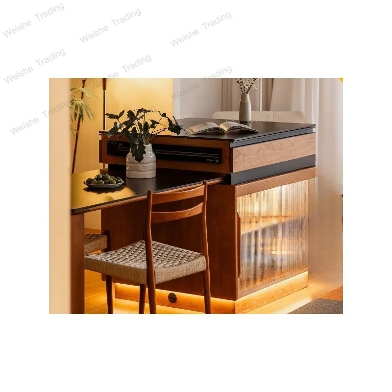 Lake core rock slab island dining table household retractable cherry wood solid wood dining side bar cabinet multi-function
Lake core rock slab island dining table household retractable cherry wood solid wood dining side bar cabinet multi-function