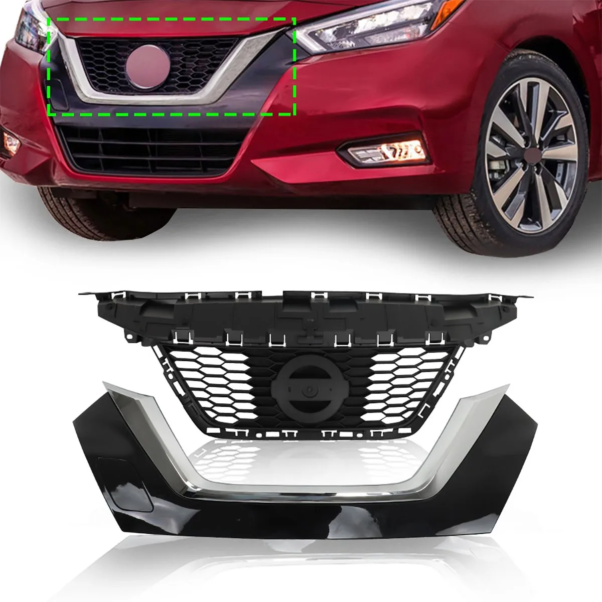 FOR Nissan Versa 2020-2022 Front Upper Grille Lower Chrome Molding Kit OE 62070-5EE0A/62310-5EF1A Car Accessories
FOR Nissan Versa 2020-2022 Front Upper Grille Lower Chrome Molding Kit OE 62070-5EE0A/62310-5EF1A Car Accessories