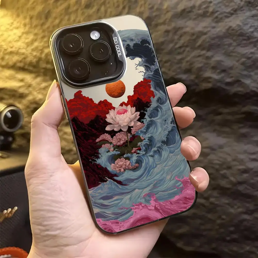 Wave lotus pattern phone case suitable for iPhone 16 17 15 14 13 12 11 Pro/ Max /Plus anti-fall and shockproof rear cover 
Wave lotus pattern phone case suitable for iPhone 16 17 15 14 13 12 11 Pro/ Max /Plus anti-fall and shockproof rear cover