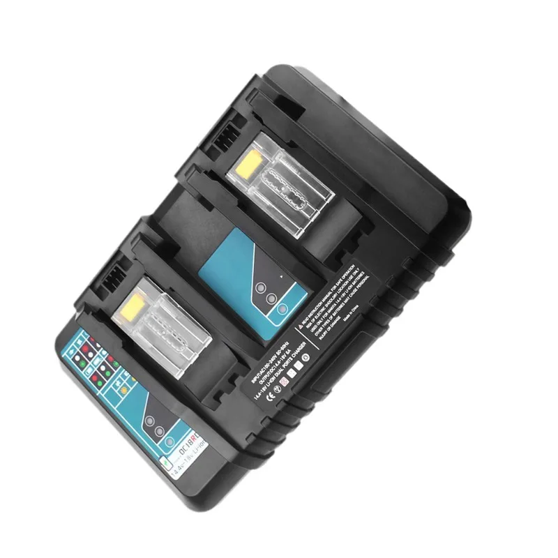 Portable Lithium Battery Charging Station Dual-port Fast Charger for Makita 14.4–18V Li-ion Batteries Power Tool Battery Charger
Portable Lithium Battery Charging Station Dual-port Fast Charger for Makita 14.4–18V Li-ion Batteries Power Tool Battery Charger