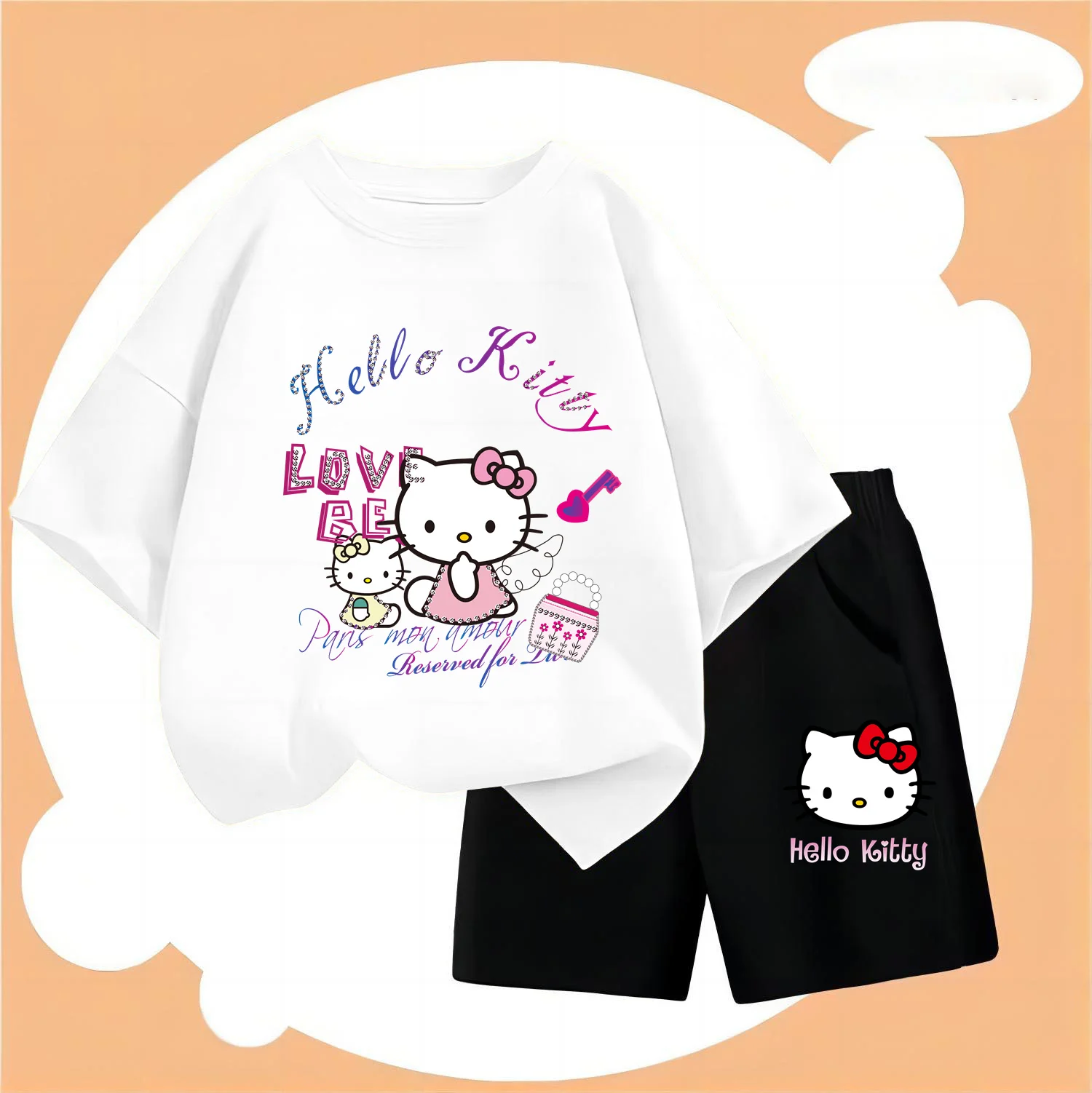 2024 New Hello Kitty Kids Tshirt Set Kuromi Girls T-shirts Short Sleeve Streetwear Pullover Baby Boy Clothes Sets Sanrio Tops
2024 New Hello Kitty Kids Tshirt Set Kuromi Girls T-shirts Short Sleeve Streetwear Pullover Baby Boy Clothes Sets Sanrio Tops