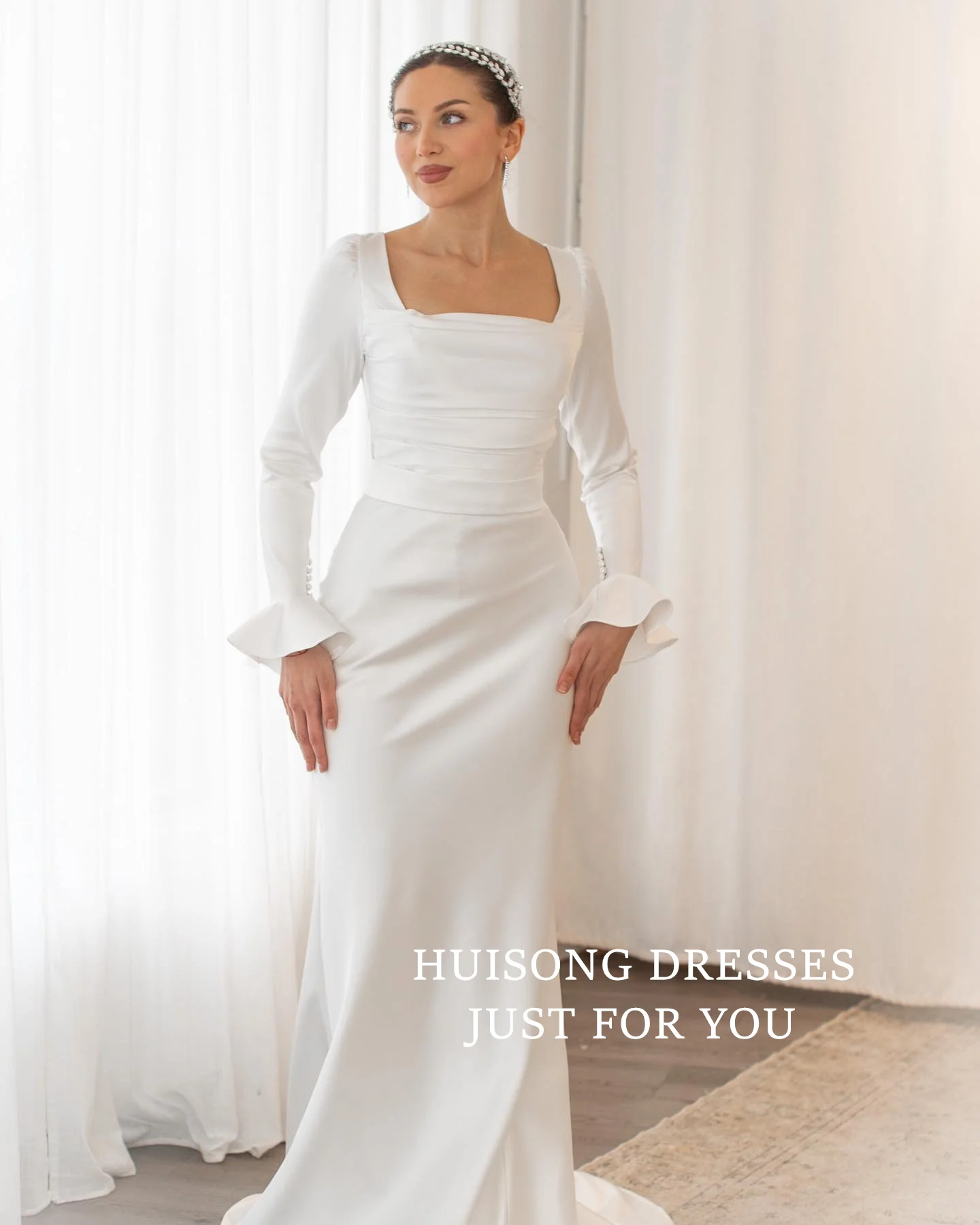 HUISONG Customized Satin Mermaid Wedding Dresses Long Sleeves Muslim Bride Dress Modest Long Wedding Gown
HUISONG Customized Satin Mermaid Wedding Dresses Long Sleeves Muslim Bride Dress Modest Long Wedding Gown