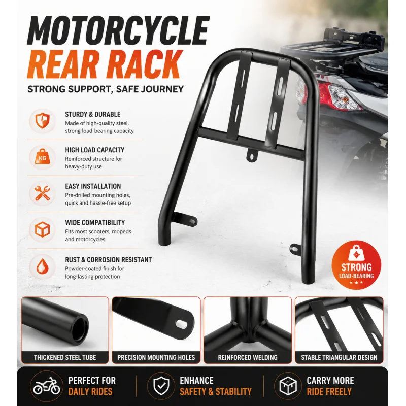Motorcycle Scooter Rear Aluminum Rack Universal Cargo Bracket
Motorcycle Scooter Rear Aluminum Rack Universal Cargo Bracket