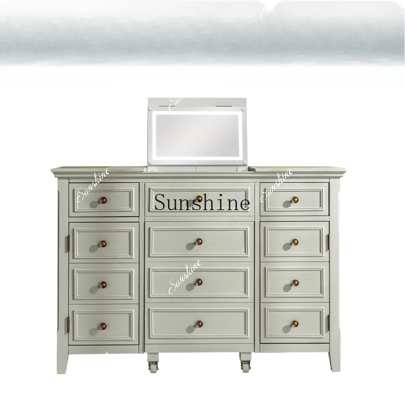 Smart dresser with lamp, beauty mirror, and integrated storage cabinet
Smart dresser with lamp, beauty mirror, and integrated storage cabinet