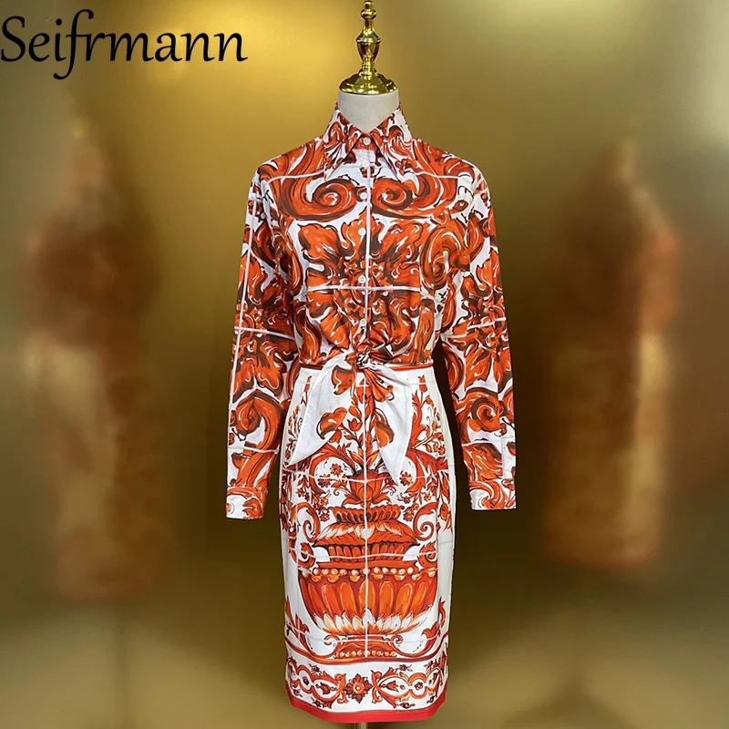 Seifrmann Casual printed women's collar long sleeved cotton top+hip hugging skirt set 2026 summer fashion two-piece set
Seifrmann Casual printed women's collar long sleeved cotton top+hip hugging skirt set 2026 summer fashion two-piece set