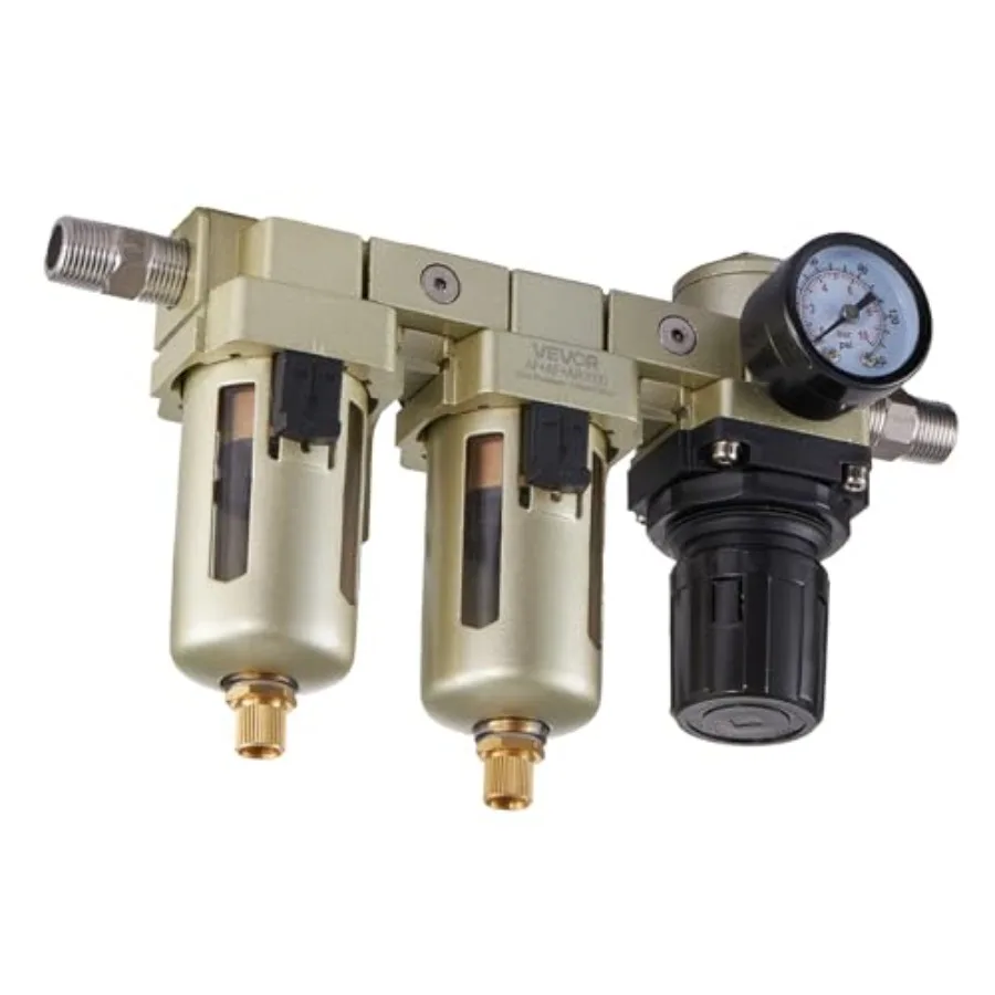 VEVOR Air Compressor Filter Regulator 3/8" NPT Dual Stage Air-Drying System with 25μm + 5μm Brass Filter Element Semi-Auto Drai
VEVOR Air Compressor Filter Regulator 3/8" NPT Dual Stage Air-Drying System with 25μm + 5μm Brass Filter Element Semi-Auto Drai