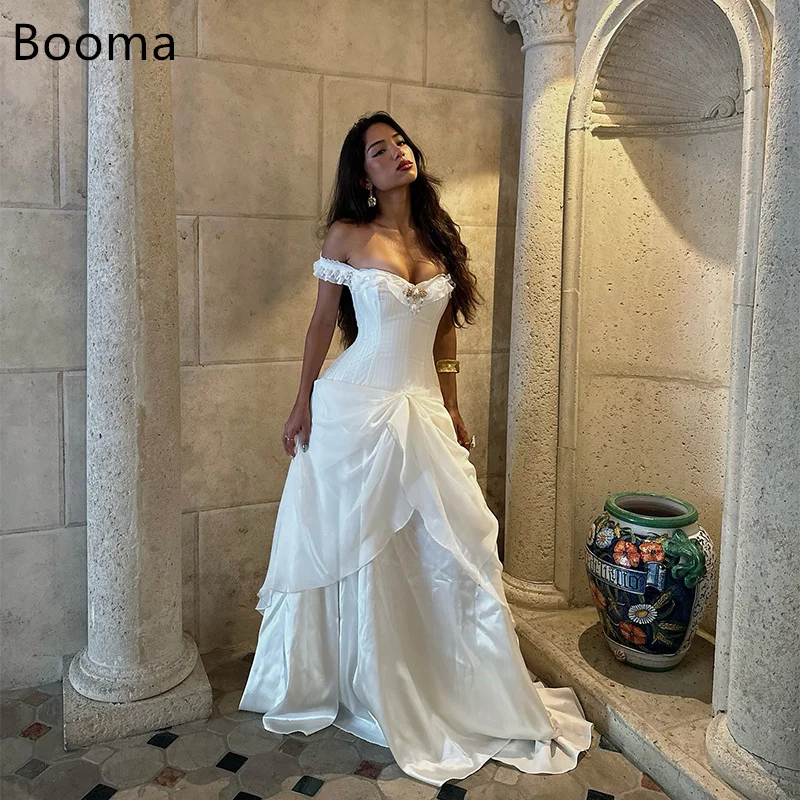 Booma A-Line Off-The-Shoulder Classic Satin Long Lace Wedding Dresses Pearls Sleeveless Elegant Brides Gown Custom Made 2025
Booma A-Line Off-The-Shoulder Classic Satin Long Lace Wedding Dresses Pearls Sleeveless Elegant Brides Gown Custom Made 2025