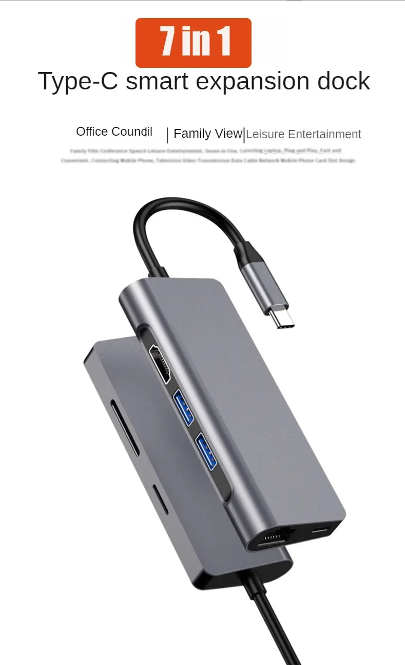 7 in 1 Type-C Hub To hdtv Adapter to 4K Thunderbolt 3 USB C Hub TF SD Reader Slot PD
7 in 1 Type-C Hub To hdtv Adapter to 4K Thunderbolt 3 USB C Hub TF SD Reader Slot PD