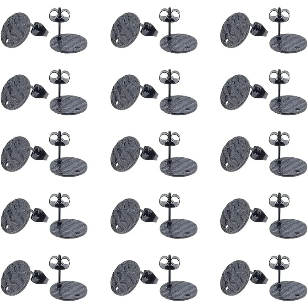 40 Pcs Ion Plating 304 Stainless Steel Stud Earring Findings with Earring Backs Black Hypoallergenic Post Earring Textured Flat
40 Pcs Ion Plating 304 Stainless Steel Stud Earring Findings with Earring Backs Black Hypoallergenic Post Earring Textured Flat