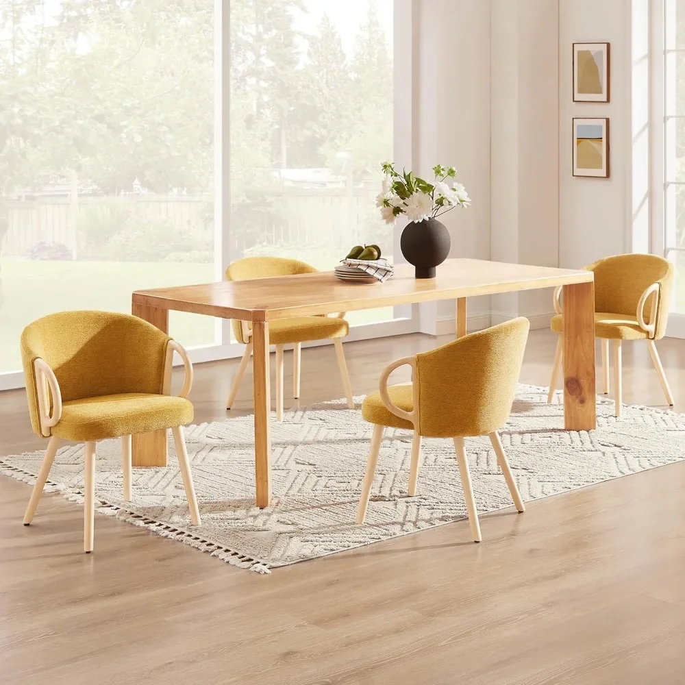 Dining Chair Set of 4 with Wood Legs, Upholstered Vanity Arm Chairs for Living Room Bedroom, Modern Fabric Dining Chair
Dining Chair Set of 4 with Wood Legs, Upholstered Vanity Arm Chairs for Living Room Bedroom, Modern Fabric Dining Chair