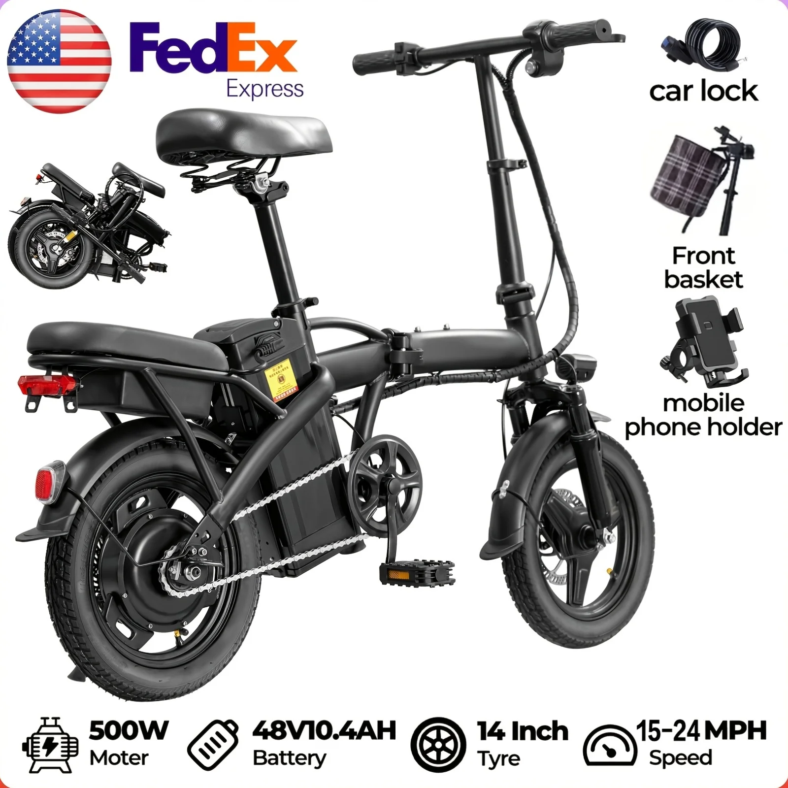 14 Inch Folding Electric Bike for Adults and Teens | 500W Motor, 15-24MPH Max Speed, Portable Foldable Commuter Bicycle for Urba
14 Inch Folding Electric Bike for Adults and Teens | 500W Motor, 15-24MPH Max Speed, Portable Foldable Commuter Bicycle for Urba