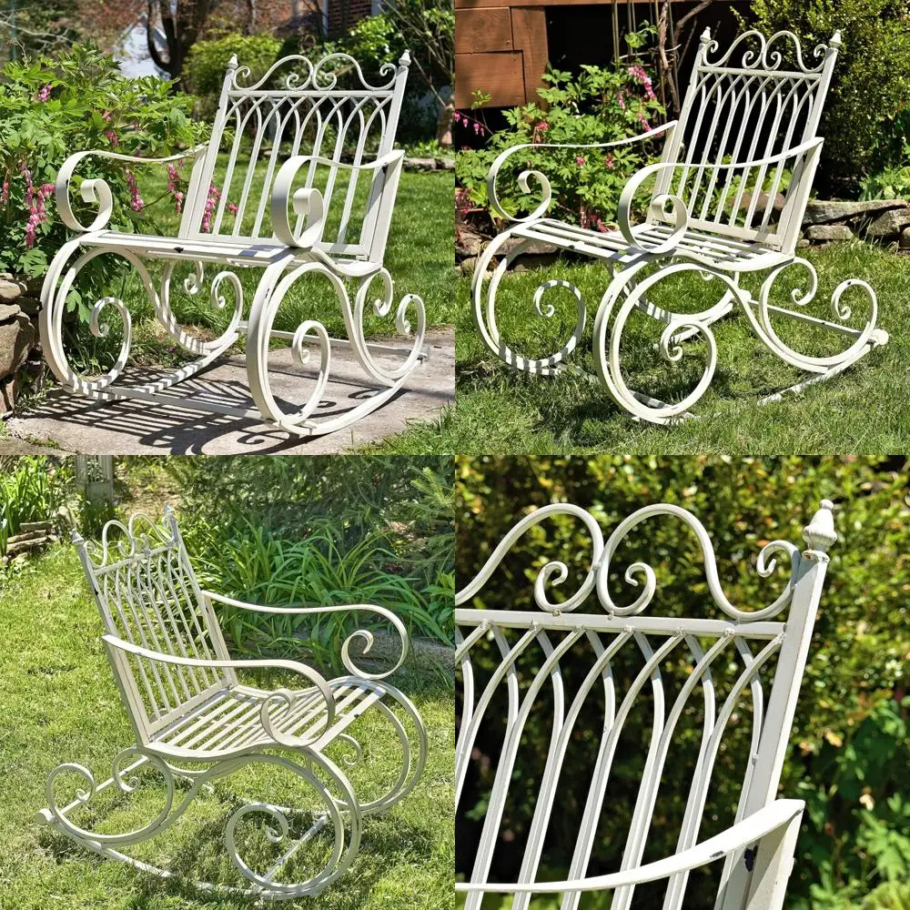 Антикварное белое уличное металлическое качающееся кресло
Антикварное белое уличное металлическое качающееся кресло