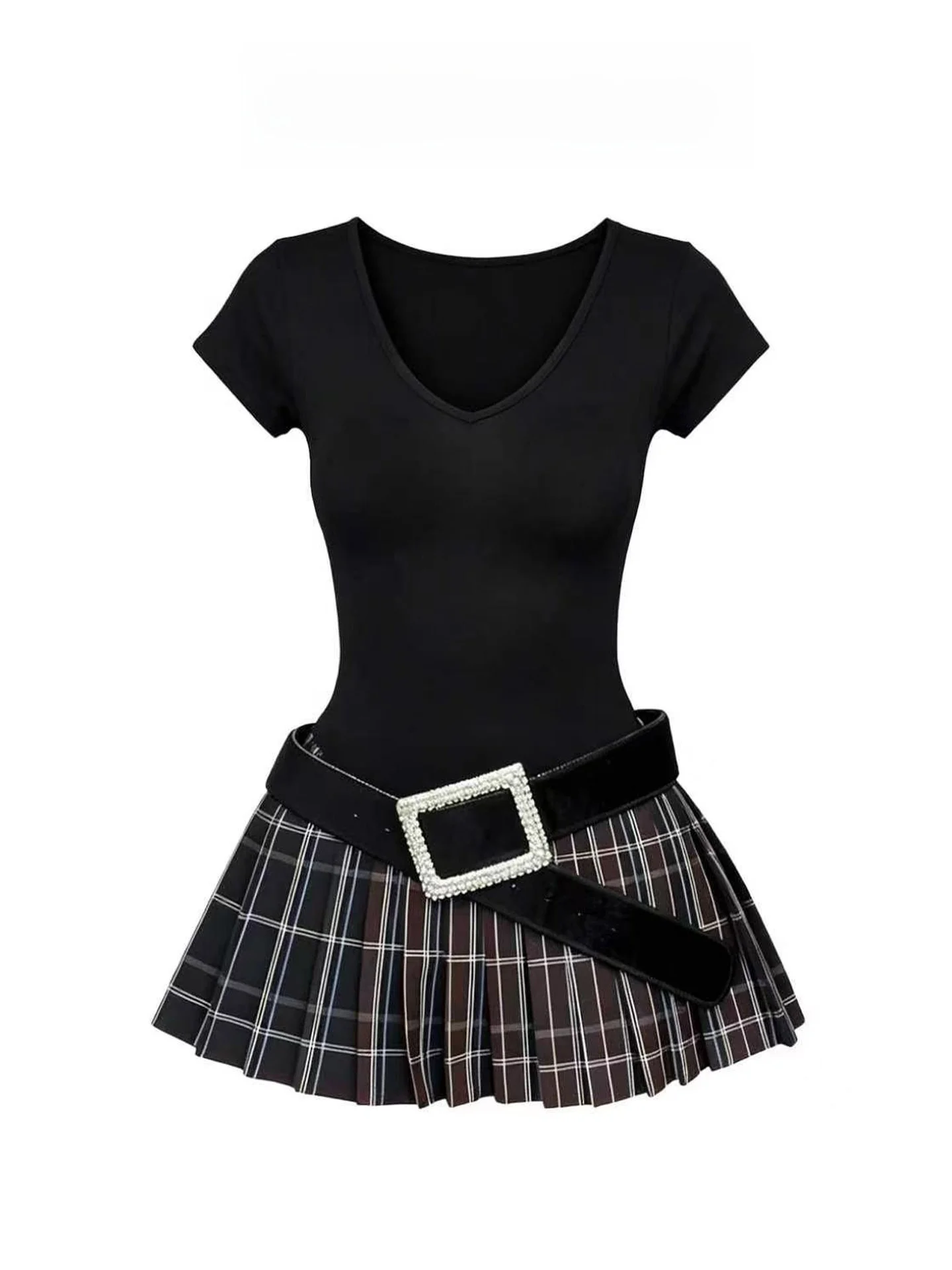 Korean College Style Dress Set Women Summer Spicy Short Sleeve T-Shirt Top Plaid Pleated Skirt Two Piece Set Fashionable...
Korean College Style Dress Set Women Summer Spicy Short Sleeve T-Shirt Top Plaid Pleated Skirt Two Piece Set Fashionable...