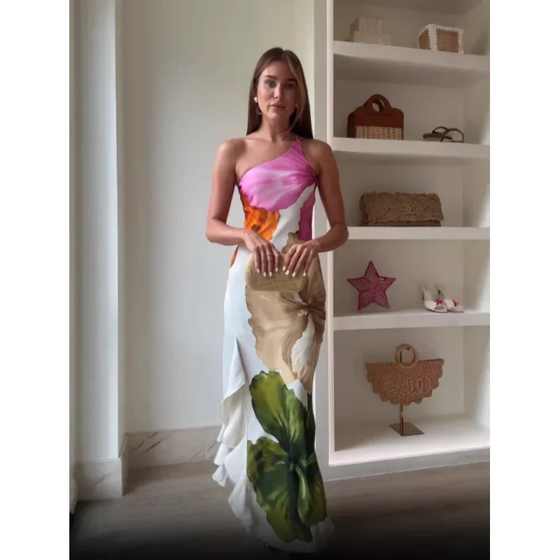 White Flower Print Summer Dress for Women Fashion Ruffle Irregular Slim Maxi Party Dresses Sexy One Shoulder Holiday Dress 2025
White Flower Print Summer Dress for Women Fashion Ruffle Irregular Slim Maxi Party Dresses Sexy One Shoulder Holiday Dress 2025