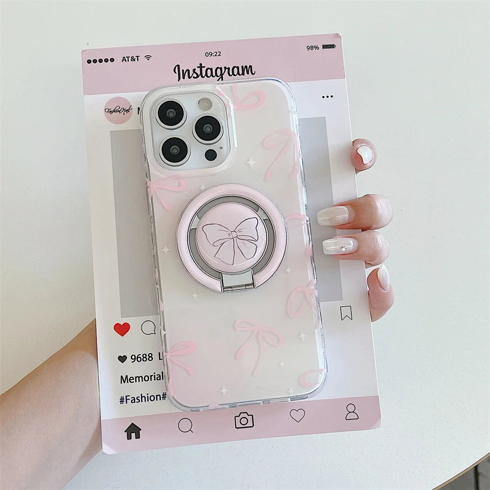 Pink Cute Bow Magnetic Stand Cover for iPhone 16 14 15 13 Pro Max Cover Shock Anti-fall Cover Luxury Stylish Protective Cover 
Pink Cute Bow Magnetic Stand Cover for iPhone 16 14 15 13 Pro Max Cover Shock Anti-fall Cover Luxury Stylish Protective Cover
