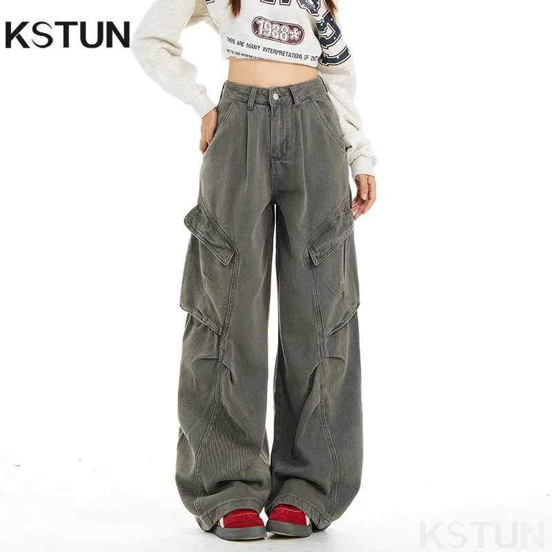 KTUN American Vintage Women's Wide Leg Cargo Pants with Pleated Loose Fit Flap Pockets Workwear Gray Casual Mopping Trousers
KTUN American Vintage Women's Wide Leg Cargo Pants with Pleated Loose Fit Flap Pockets Workwear Gray Casual Mopping Trousers