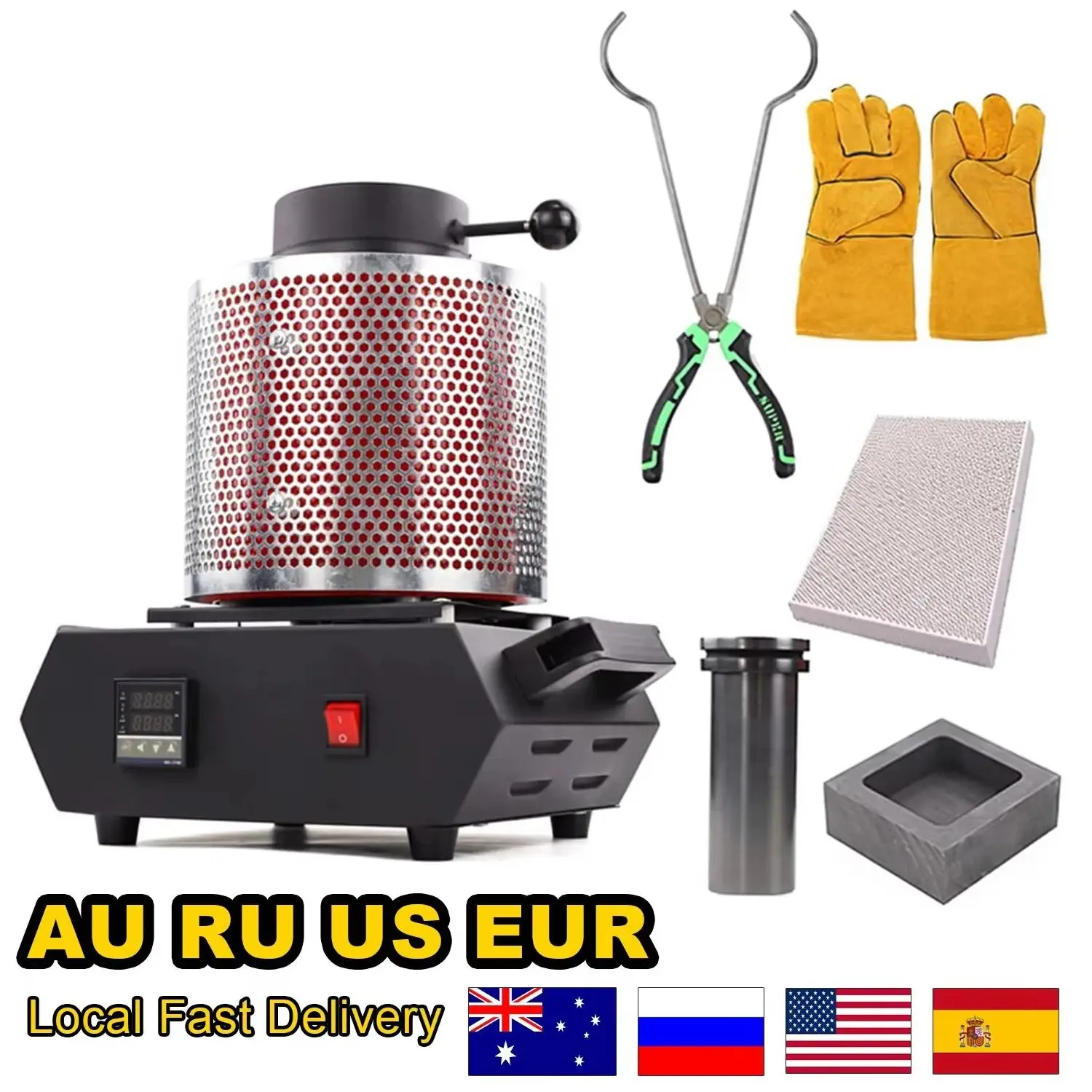 2100W Digital Gold Melting Furnace Kit, Electric Smelter with Crucible & Mesh Guard for Gold Silver Copper Aluminum Scrap Metal
2100W Digital Gold Melting Furnace Kit, Electric Smelter with Crucible & Mesh Guard for Gold Silver Copper Aluminum Scrap Metal
