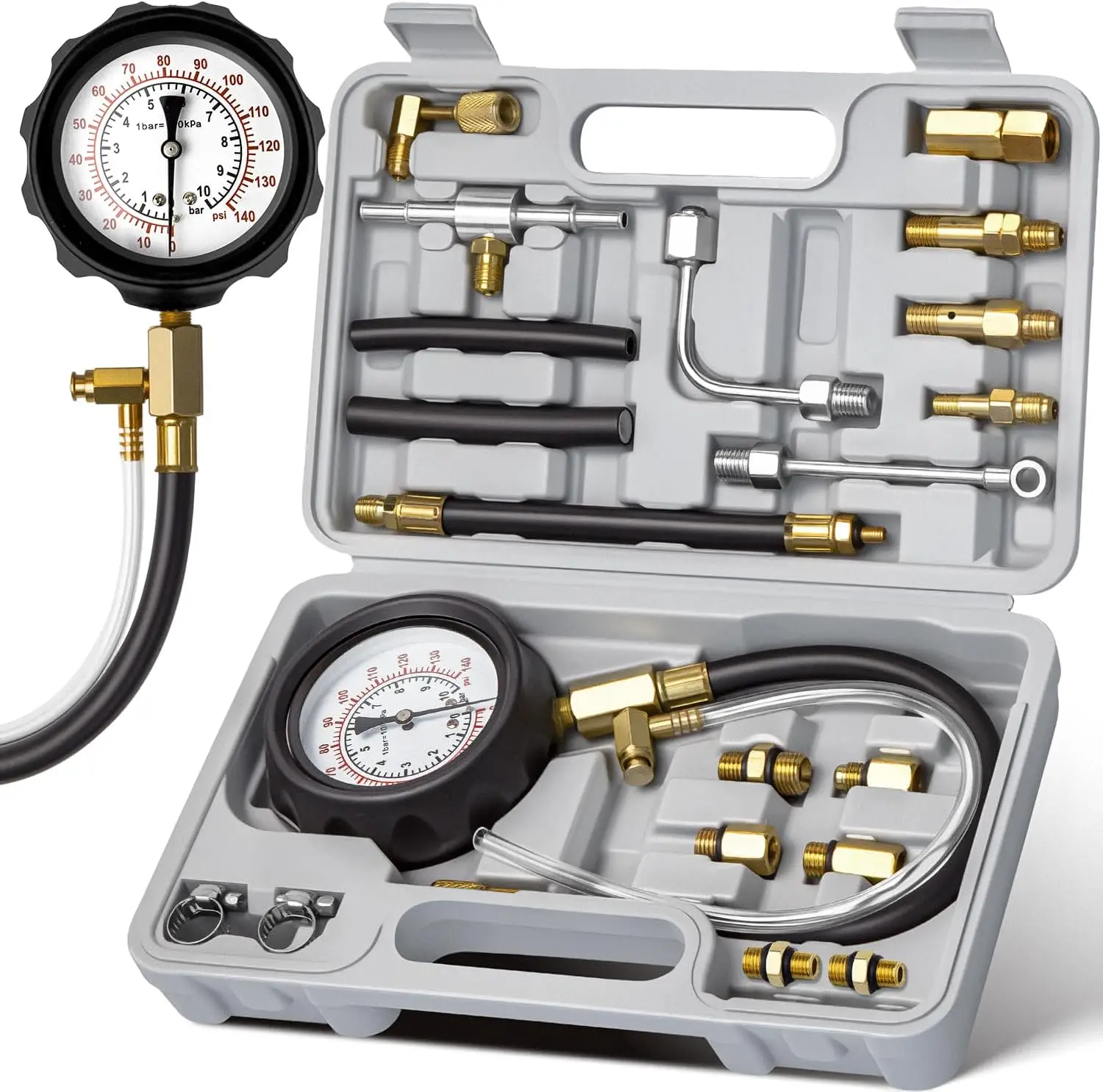 Fuel Pressure Tester Kit 0-140PSI with Adapters for Cars, Trucks, ATVs
Fuel Pressure Tester Kit 0-140PSI with Adapters for Cars, Trucks, ATVs