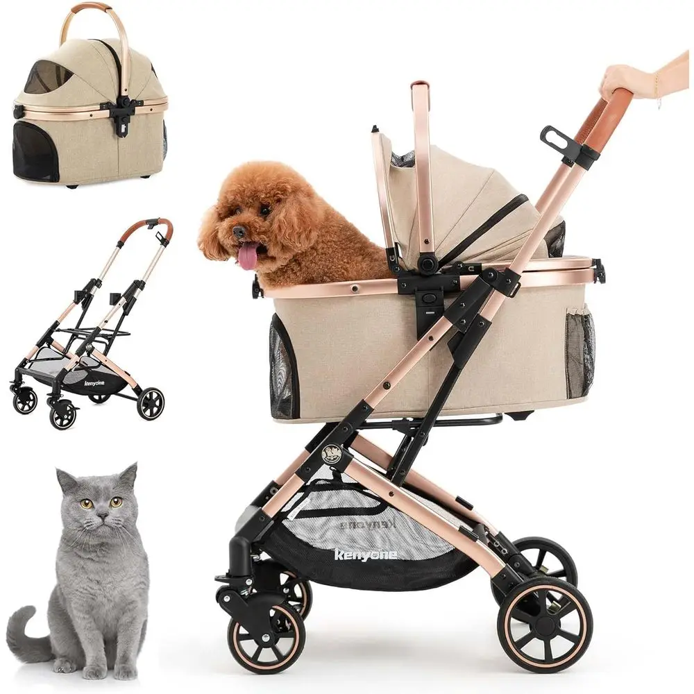 Lightweight Foldable Pet Stroller for Small & Medium Dogs and Cats with Removable Carrier and Pad (Khaki)
Lightweight Foldable Pet Stroller for Small & Medium Dogs and Cats with Removable Carrier and Pad (Khaki)