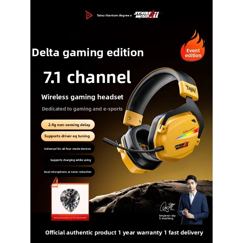 Taidu THS326 Armor Delta Head-mounted Gaming Headset, 7.1 Surround Sound, 2.4G Wireless, Universal with Mic for PC
Taidu THS326 Armor Delta Head-mounted Gaming Headset, 7.1 Surround Sound, 2.4G Wireless, Universal with Mic for PC