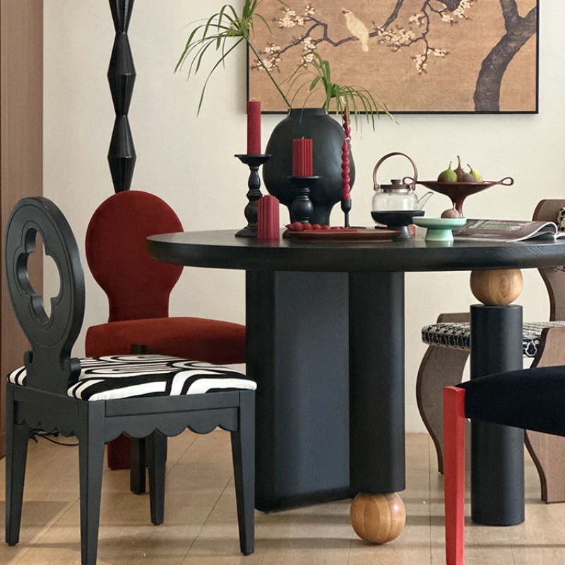 Wind round all solid wood dining table household round dining and chair combination
Wind round all solid wood dining table household round dining and chair combination
