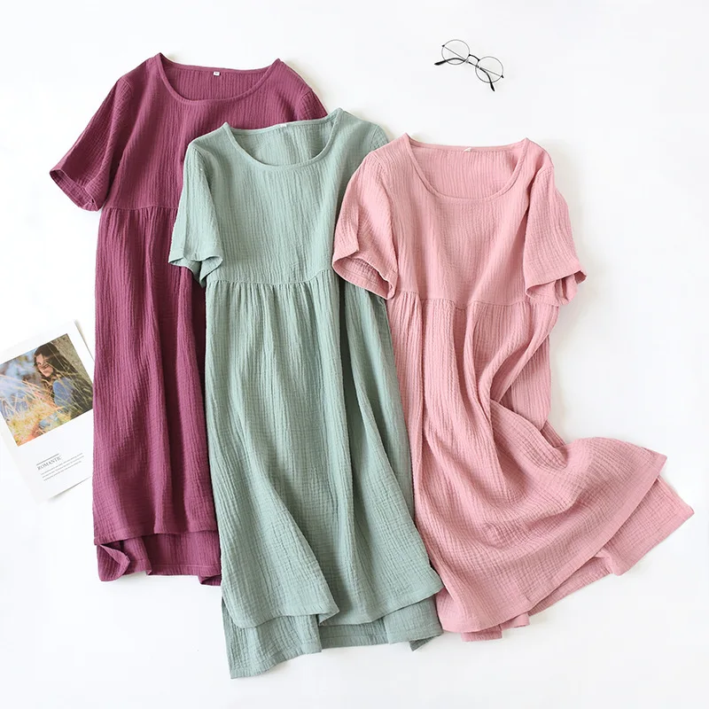 New Pure Cotton Sleep Dress Women Summer Thin Short Sleeve Long Home Dress Loose plus Size Sleepwear Can Wear outside
New Pure Cotton Sleep Dress Women Summer Thin Short Sleeve Long Home Dress Loose plus Size Sleepwear Can Wear outside