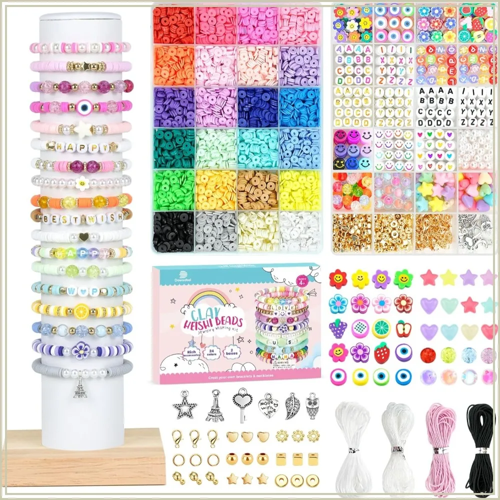 7500 Pcs Friendship Bracelet Making Kit, 2 Boxes 24 Colors Polymer Heishi Beads with Letter Beads for Jewelry Making, DIY Arts and Crafts Gifts Toys for Girls Age 4+
7500 Pcs Friendship Bracelet Making Kit, 2 Boxes 24 Colors Polymer Heishi Beads with Letter Beads for Jewelry Making, DIY Arts and Crafts Gifts Toys for Girls Age 4+