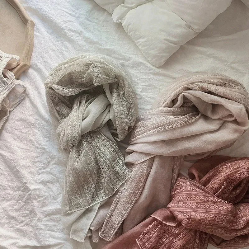 Flaxen Lace Cotton and Linen Thin Scarf Spring and Autumn Foreign Style Fashion Solid Color High-end Sand-proof Shawl
Flaxen Lace Cotton and Linen Thin Scarf Spring and Autumn Foreign Style Fashion Solid Color High-end Sand-proof Shawl