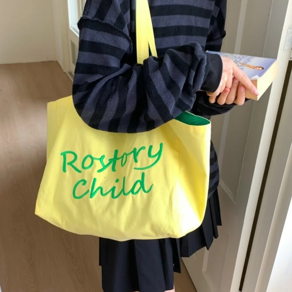 Solid Color Double-sided Tote Bag Versatile Large Capacity Canvas Shoulder Bag Letter Embroidery Casual Women's Handbag Female
Solid Color Double-sided Tote Bag Versatile Large Capacity Canvas Shoulder Bag Letter Embroidery Casual Women's Handbag Female