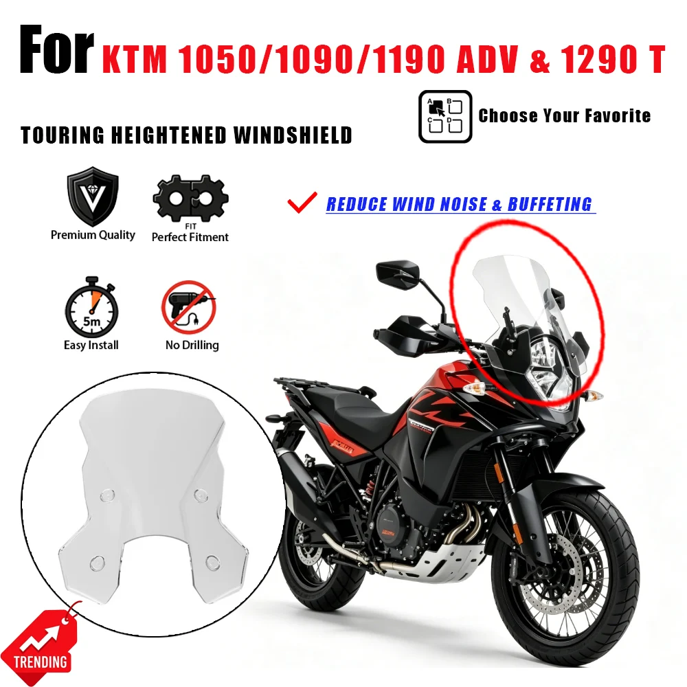 For KTM 1050 1090 1190 ADV 1290 Super Adventure T Heightened Windshield Parabrisas Parabrezza Moto Accesorios Deflector Parts
For KTM 1050 1090 1190 ADV 1290 Super Adventure T Heightened Windshield Parabrisas Parabrezza Moto Accesorios Deflector Parts
