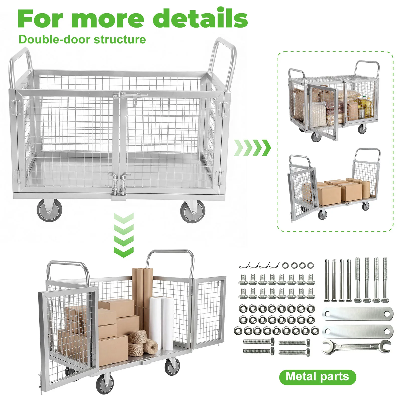 Steel Folding Utility Cart with Cage Industrial Material Storage Cart with Swivel Wheel for Laundry Stall Warehouse
Steel Folding Utility Cart with Cage Industrial Material Storage Cart with Swivel Wheel for Laundry Stall Warehouse