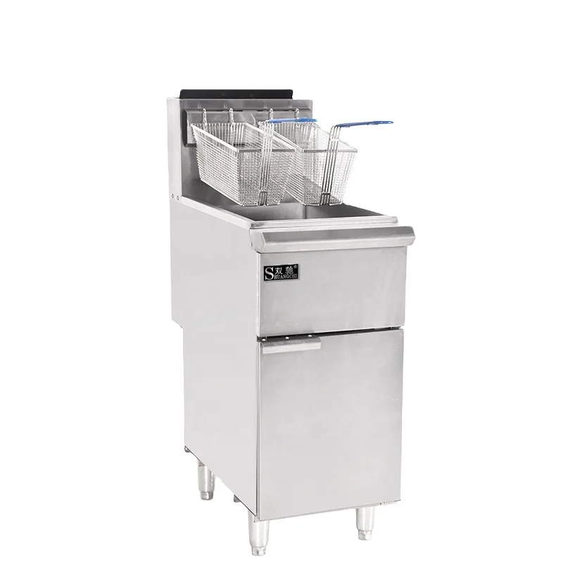 Commercial standing with Removable Baskets Stainless Steel Restaurant 4 heating tubes with 3 baskets Gas fryer with cabinet
Commercial standing with Removable Baskets Stainless Steel Restaurant 4 heating tubes with 3 baskets Gas fryer with cabinet