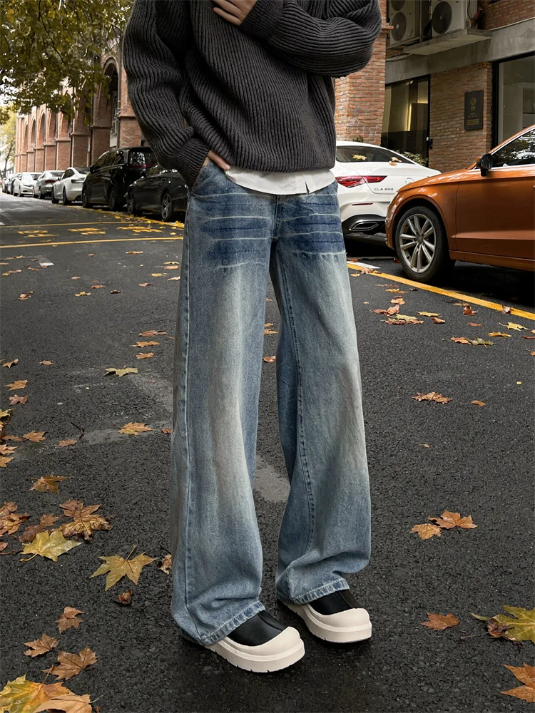 Retro Washed Blue Men's Jeans Straight Loose Casual Wear Resistant High Street Style mid Waist Long Pants Street Style Trend
Retro Washed Blue Men's Jeans Straight Loose Casual Wear Resistant High Street Style mid Waist Long Pants Street Style Trend