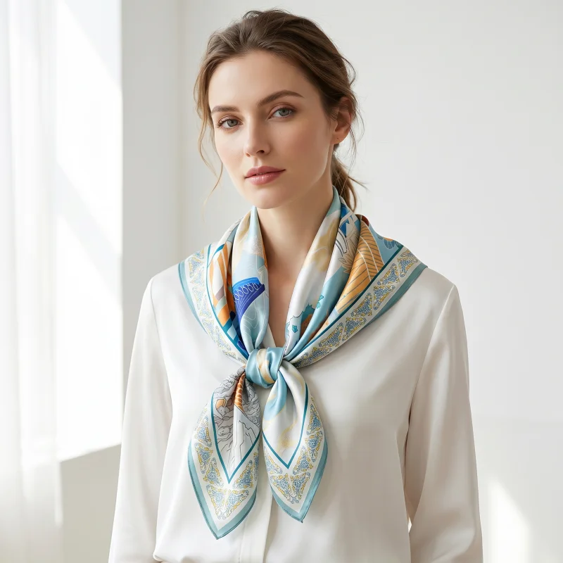 100% Mulberry Silk Scarf 35" Square Headscarf Women’s Hair Wraps Travel Shawl (88*88cm) With Gift Packed Light Blue Art Print
100% Mulberry Silk Scarf 35" Square Headscarf Women’s Hair Wraps Travel Shawl (88*88cm) With Gift Packed Light Blue Art Print