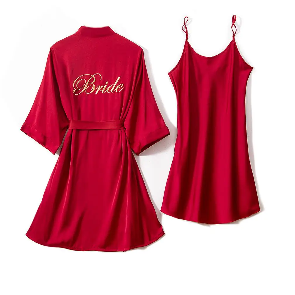 2PCS Kimono Bathrobe Gown Embroidery Letter Women Burgundy Bride Bridesmaid Wedding Sleepwear Casual Nightgown Intimate Lingerie
2PCS Kimono Bathrobe Gown Embroidery Letter Women Burgundy Bride Bridesmaid Wedding Sleepwear Casual Nightgown Intimate Lingerie