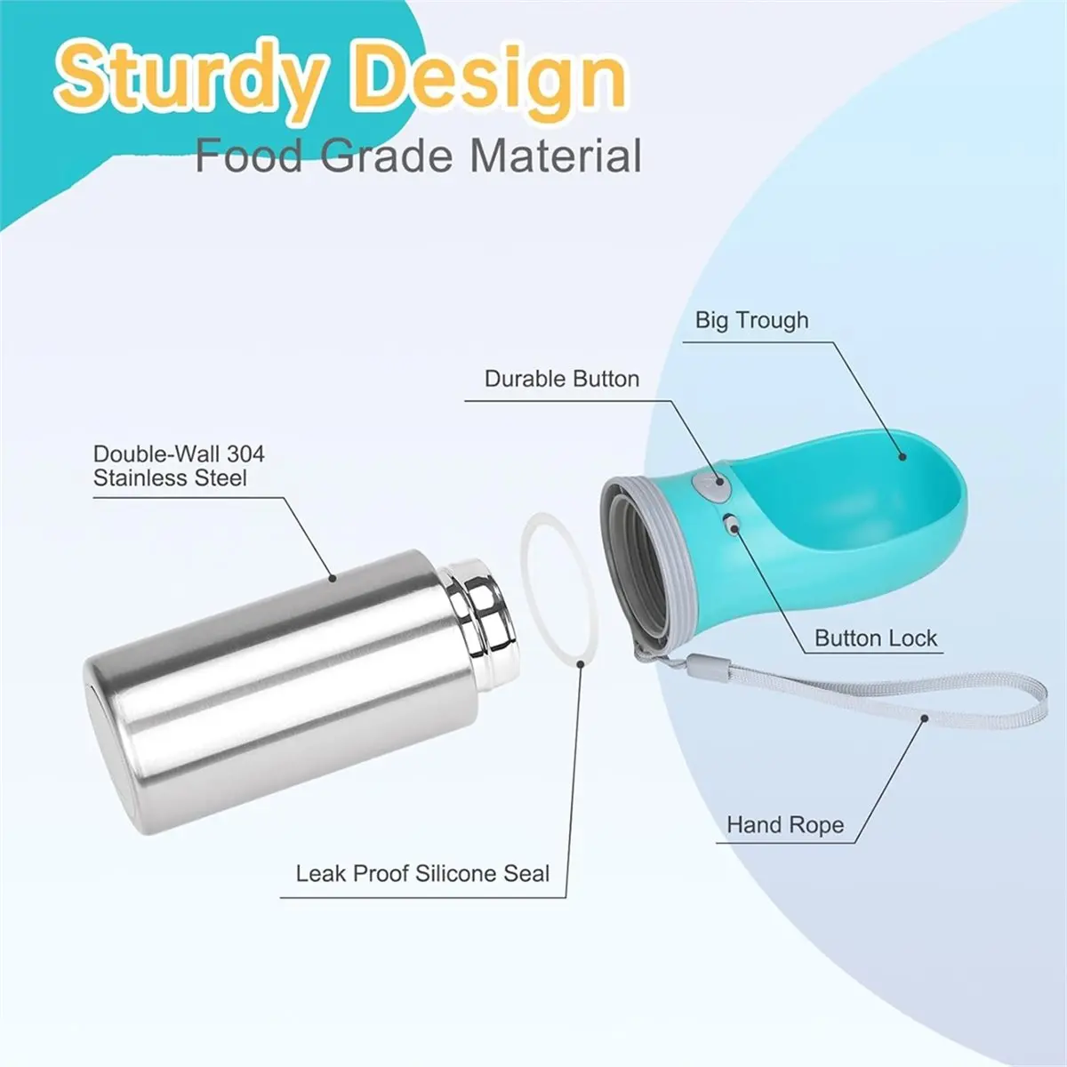 Portable Dog Water Bottle, Stainless Steel Leak Proof Puppy Water Dispenser with Drinking Feeder for Pets Travel
Portable Dog Water Bottle, Stainless Steel Leak Proof Puppy Water Dispenser with Drinking Feeder for Pets Travel