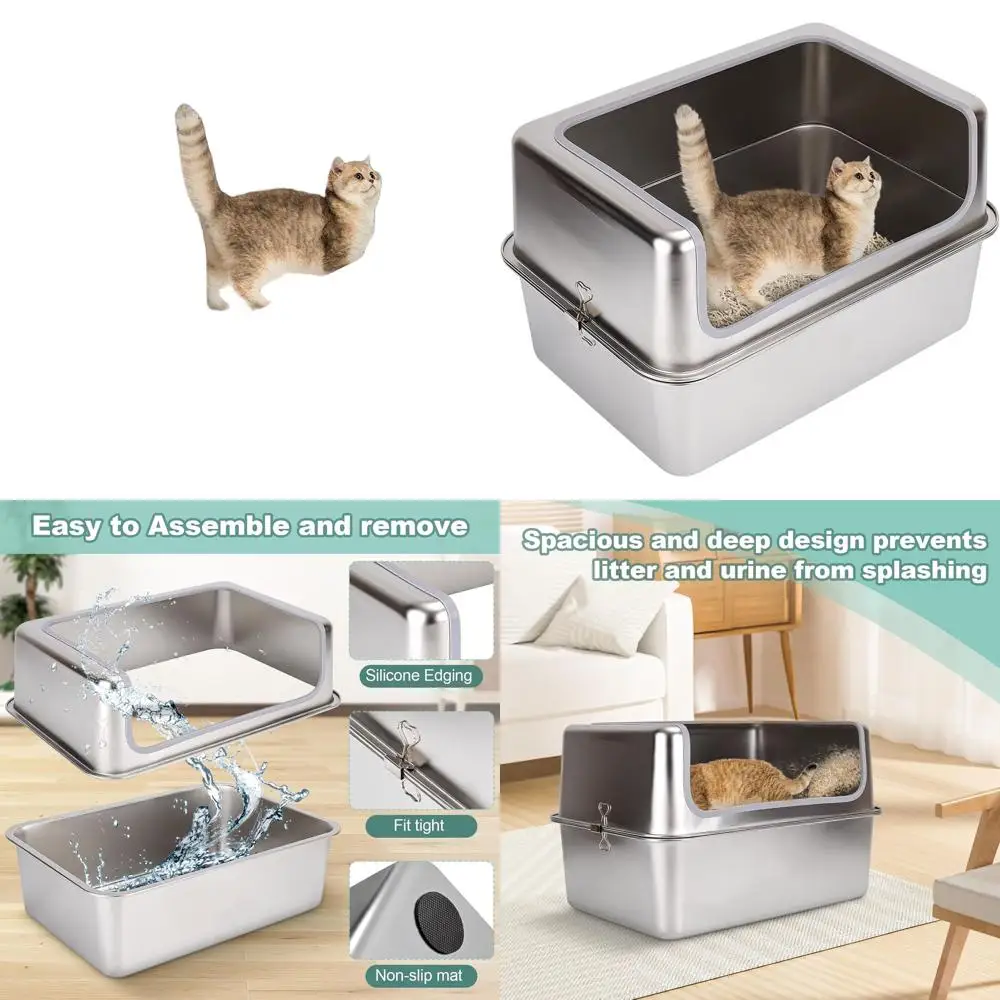 Очень большой ящик для кошачьего туалета из нержавеющей стали с металлической крышкой, корпус с высокими стенками 20x14x12 — без запаха и легкая очистка
Очень большой ящик для кошачьего туалета из нержавеющей стали с металлической крышкой, корпус с высокими стенками 20x14x12 — без запаха и легкая очистка