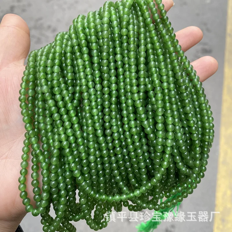 Hetian and 4mm Buddha Yang Green No Black Spots Biji Jade Bead Necklace
Hetian and 4mm Buddha Yang Green No Black Spots Biji Jade Bead Necklace
