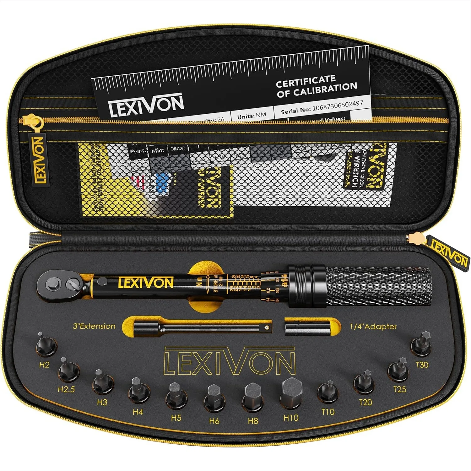 Bike Torque Wrench 1/4-Inch Drive 15-Piece Kit with 72-Tooth Gear, Dual-Direction Click Type 2~26 Nm
Bike Torque Wrench 1/4-Inch Drive 15-Piece Kit with 72-Tooth Gear, Dual-Direction Click Type 2~26 Nm