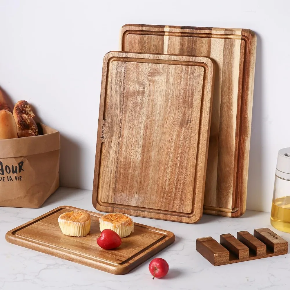 Wood Cutting Board Set of 3 for Kitchen, Acacia Wooden Cutting Boards, Thick Chopping Board with Deep uice Groove Butcher Block
Wood Cutting Board Set of 3 for Kitchen, Acacia Wooden Cutting Boards, Thick Chopping Board with Deep uice Groove Butcher Block