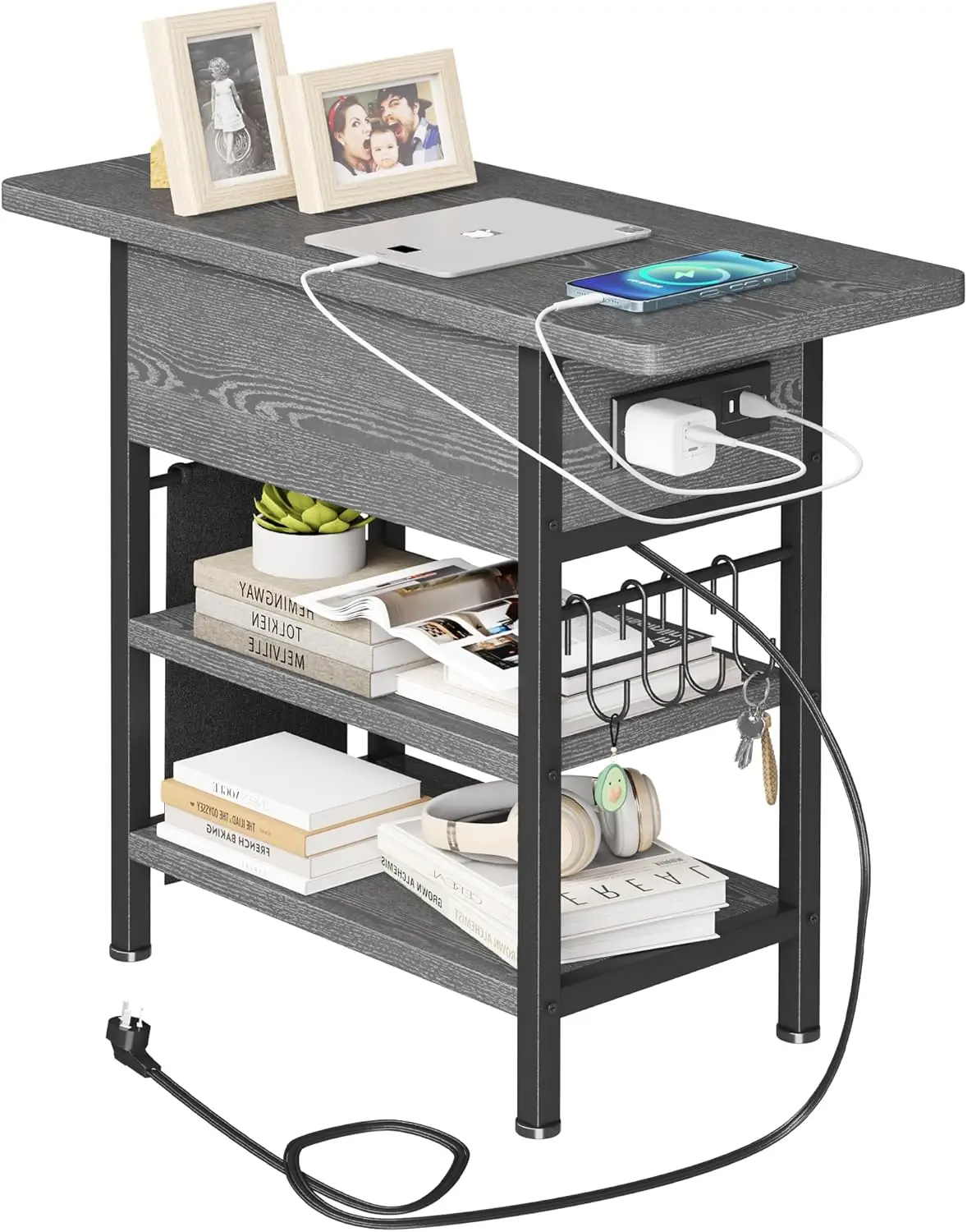 End Table with Charging Station, Flip Top Nightstand with USB Ports and Outlets,Couch Side Table with Fabric Bag and Hooks, B
End Table with Charging Station, Flip Top Nightstand with USB Ports and Outlets,Couch Side Table with Fabric Bag and Hooks, B