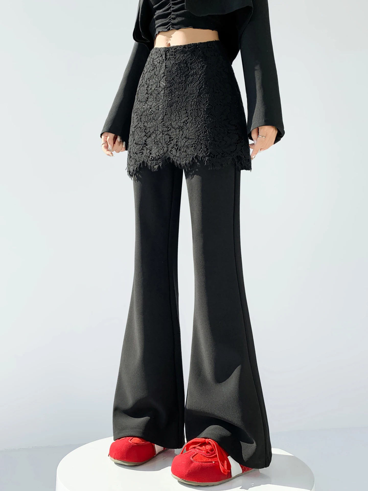 High Waist Lace Bell Bot Pants Women's Casual Trousers Wide Leg Flared Long Pants Spring Autumn 2026 New Sle Slimming Suit
High Waist Lace Bell Bot Pants Women's Casual Trousers Wide Leg Flared Long Pants Spring Autumn 2026 New Sle Slimming Suit