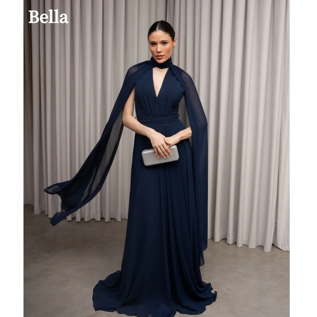 Bella Customized Blue Shawl Robes De Soirée Elegant Floor-Length V-Neck Prom Dress Tie Back Party Dresses Formal Gala Events
Bella Customized Blue Shawl Robes De Soirée Elegant Floor-Length V-Neck Prom Dress Tie Back Party Dresses Formal Gala Events