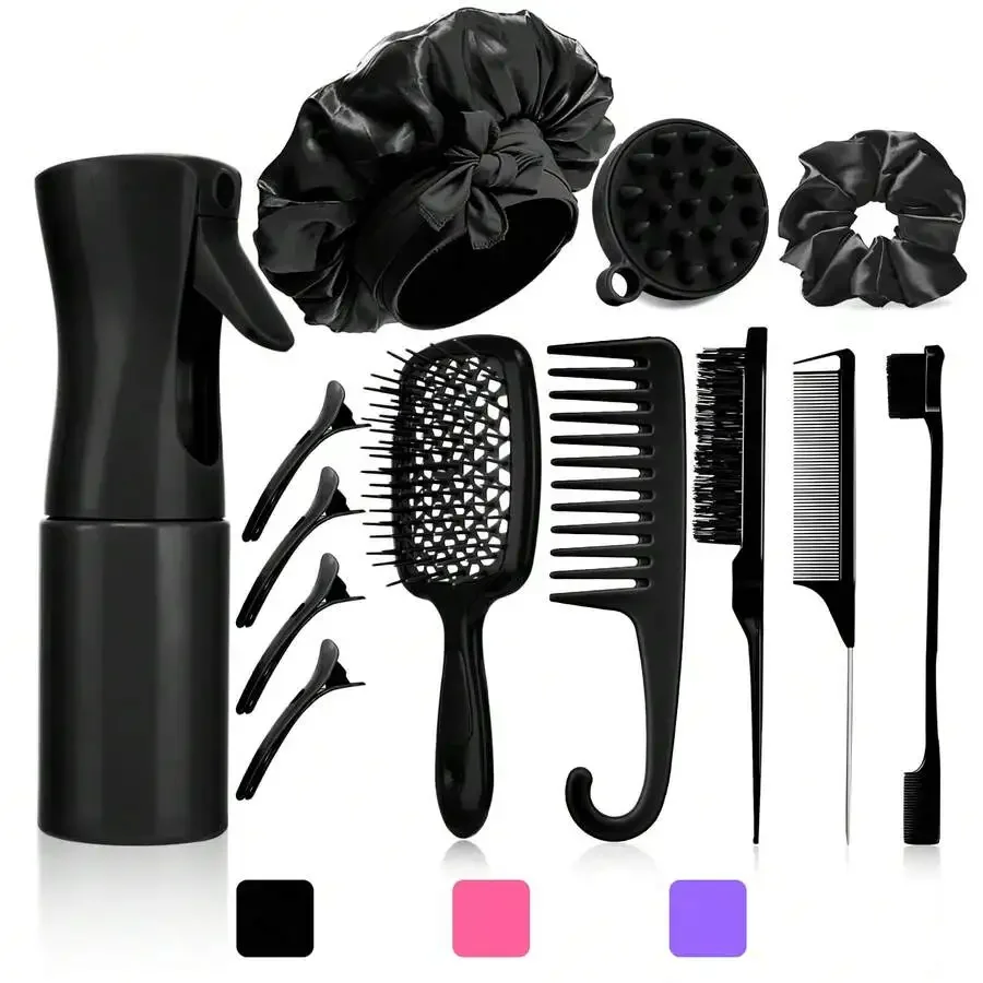 13-Piece Hair Styling Care Set: Detangling Brush, Satin Bonnet, Spray Bottle, Massage Scalp Tool, Scrunchie, Clips & Combs
13-Piece Hair Styling Care Set: Detangling Brush, Satin Bonnet, Spray Bottle, Massage Scalp Tool, Scrunchie, Clips & Combs