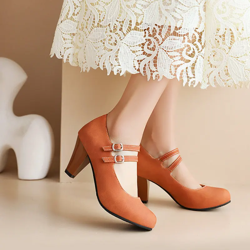 New Women's Shoes High Heel Buckle Strap Thick Heel Shoes Mary Jane Round Head High Heel Shallow Mouth Women's Shoes 34-46
New Women's Shoes High Heel Buckle Strap Thick Heel Shoes Mary Jane Round Head High Heel Shallow Mouth Women's Shoes 34-46