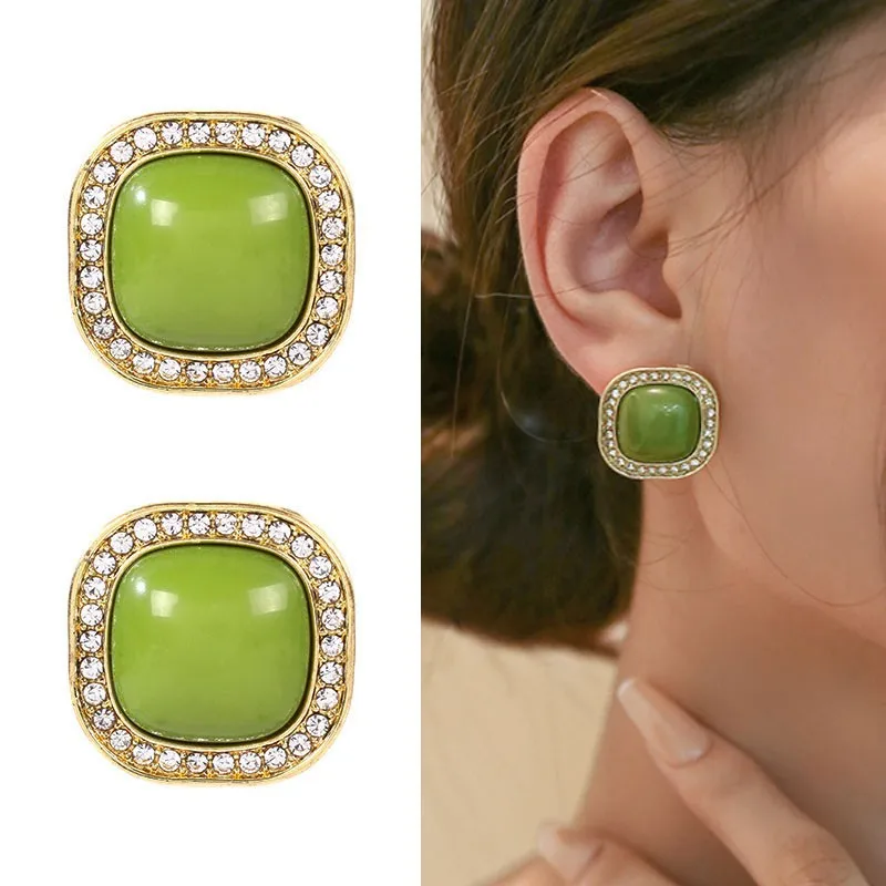 925 Silver Needle Korean Fashion Crystal Green Earrings For Women Jewelry 2025 Trending New Cool Vintage Women's Stud Earrings
925 Silver Needle Korean Fashion Crystal Green Earrings For Women Jewelry 2025 Trending New Cool Vintage Women's Stud Earrings