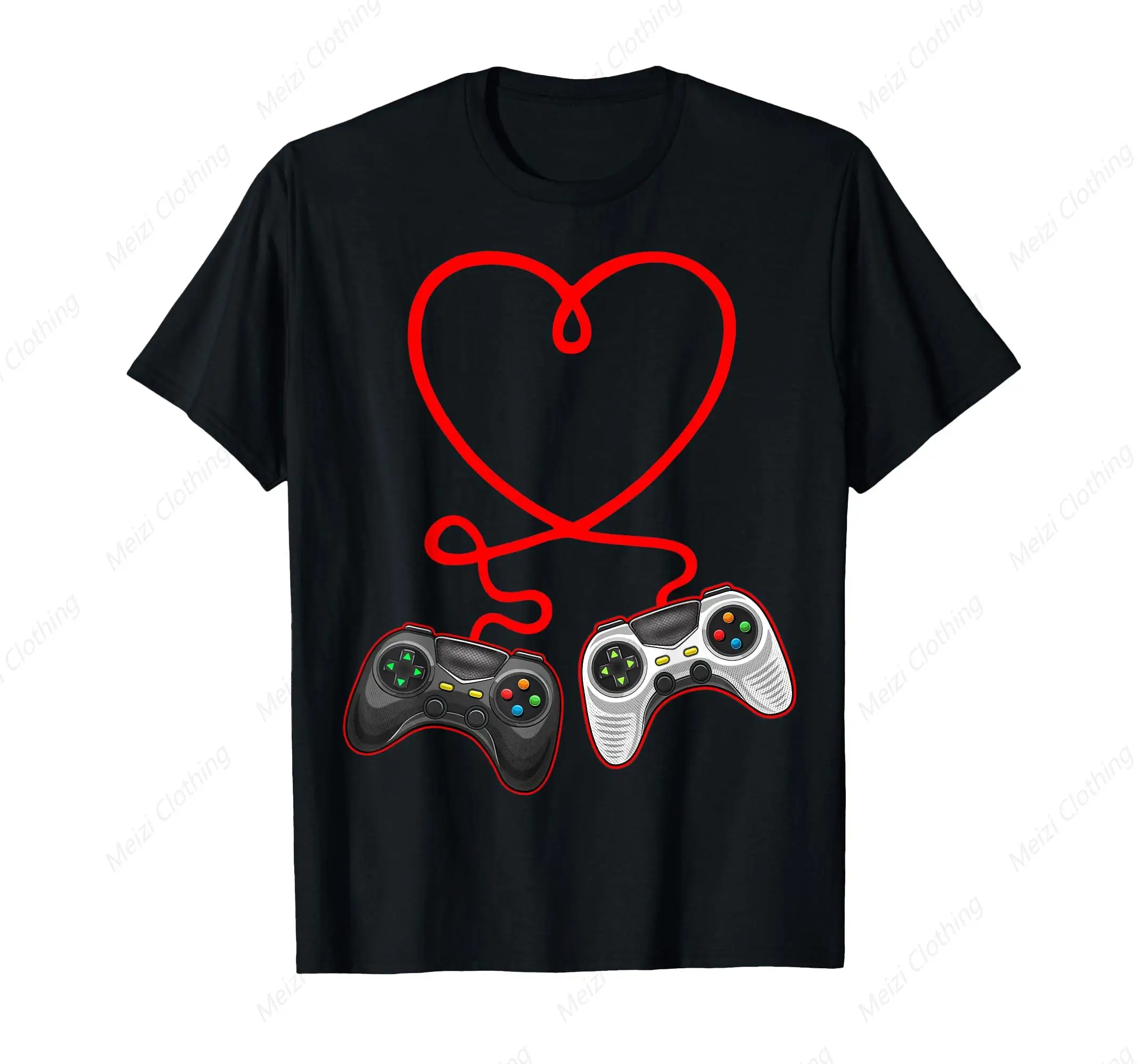 Video Game Player Valentine'S Day T-Shirt With Controller Heart-Shaped Print T Shirt For Couples Gift Black Pure Cotton Casual
Video Game Player Valentine'S Day T-Shirt With Controller Heart-Shaped Print T Shirt For Couples Gift Black Pure Cotton Casual