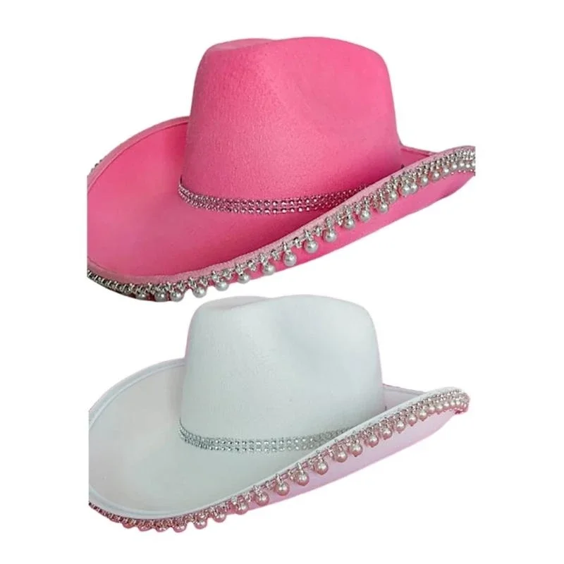 PXPB Woman Hat White Pink Elegant Cowgirl Hat Bride Wedding Party Sunproof Hat
PXPB Woman Hat White Pink Elegant Cowgirl Hat Bride Wedding Party Sunproof Hat